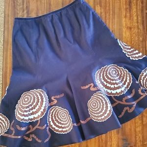 Nic+Zoe Chocolate Brown Floral Midi Skirt
